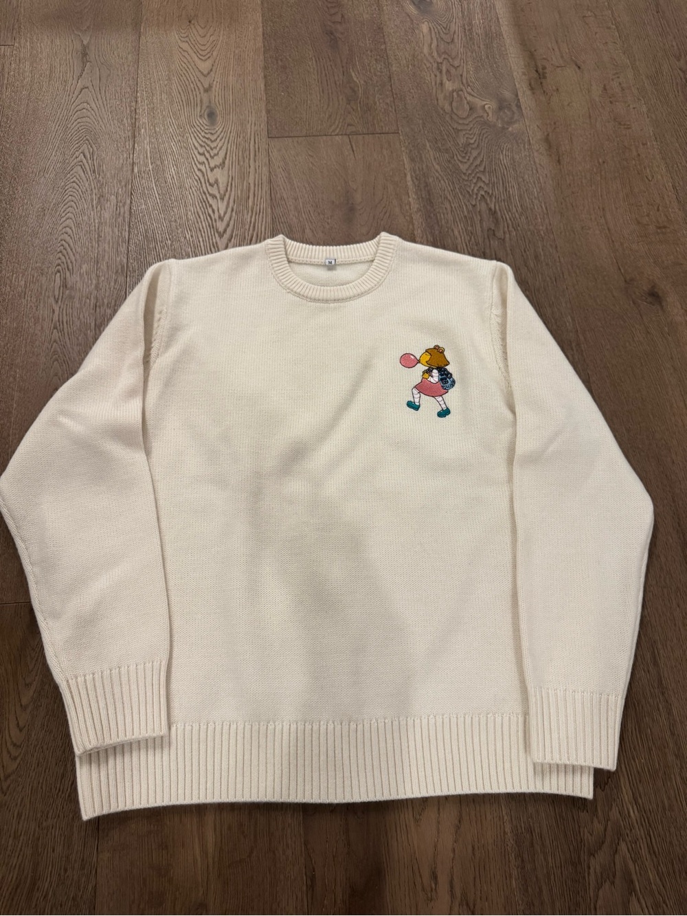 DW (Arthur) Cream Crewneck Sweater with Playful Embroidery